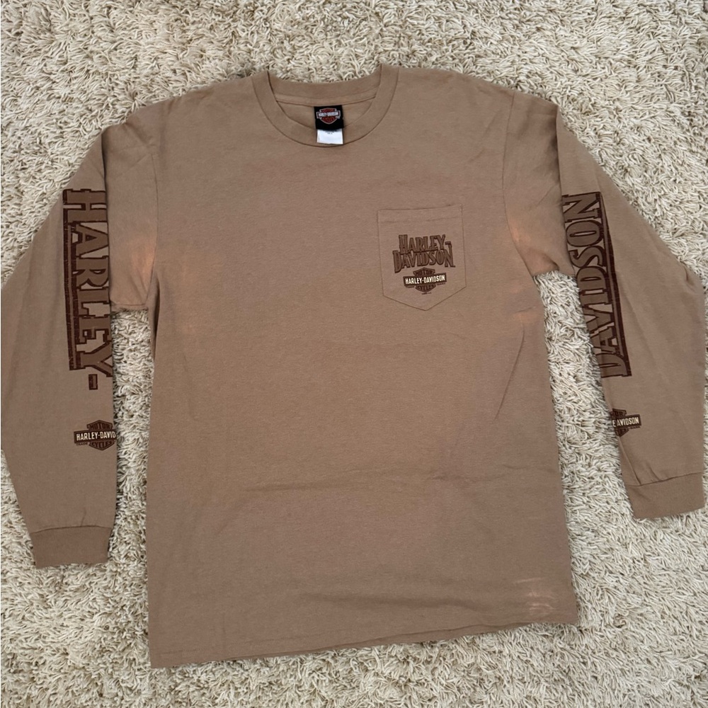 Harley-Davidson Men's Tan Long Sleeve Tee